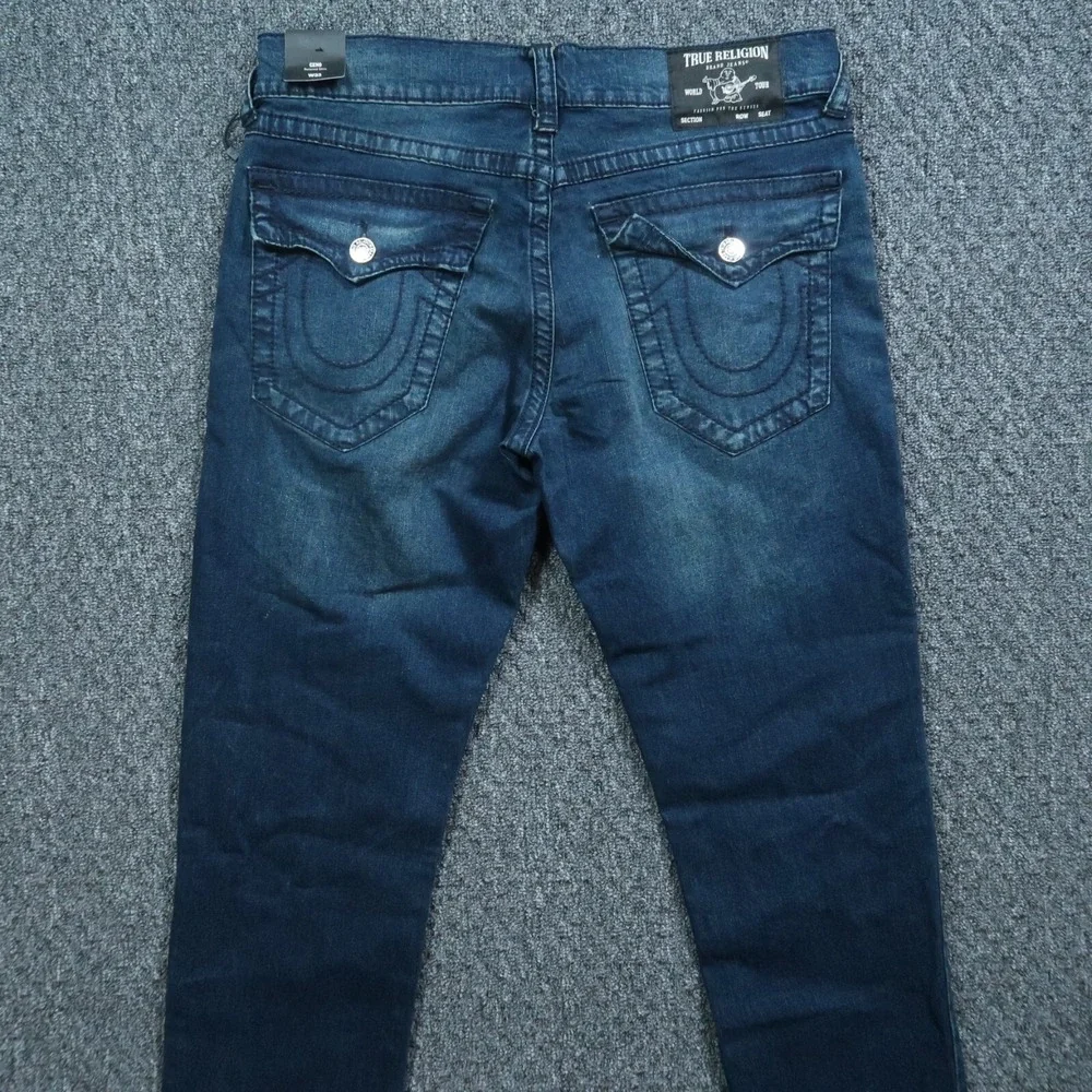 True Religion Jeans Mens 33x33 Blue Geno Flap‎ Big T Relaxed Slim 5 Pocket NWT